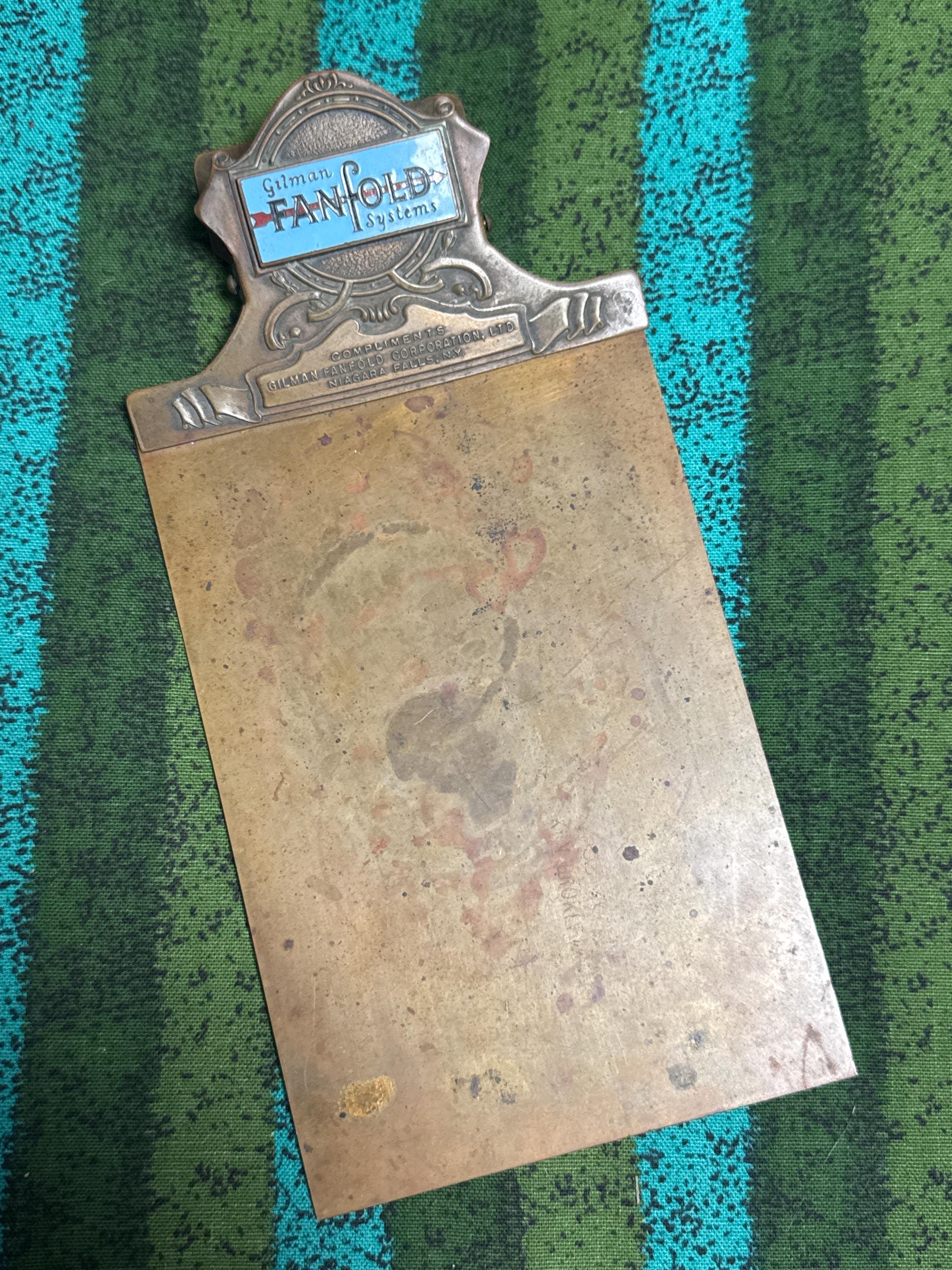 Antique Solid Brass Small Clipboard From Gilman Fanfold Systems
