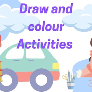 Learn to Draw and Color Animals, Food, and Fruits - Educational Worksheets for Kids