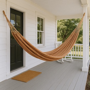 Handmade Brazilian Hammock, Neutral Beige Cotton, Minimalist Indoor/Outdoor Hammock, Boho Home Decor, Wedding Gift, Retirement Gift