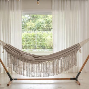 Brazilian Hammock Handmade Organic Cotton, Luxury Indoor Outdoor Swing Bed, Rede Brasileira, Gray Hammock, Backyard Decor, Boho Style