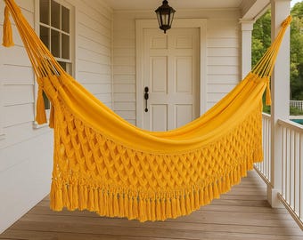 Rede brasileira de luxo, rede para uso interno e externo, artigos boho para quintal, móveis para varanda, decoração de alpendre, rede para casais, Rede Brasileira