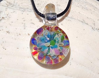 Handblown Small Glass Pendant Necklace – Handmade Pastel Boho Jewelry (under an inch)