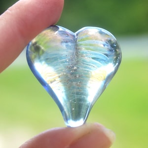 Blown Glass Cremation Heart Touchstone: Pet Memorial Ash Keepsake