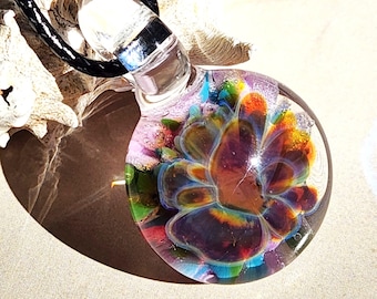 Unique and Eye-Catching Small Glass Pendant Necklace - Hand Blown Glass Necklace, Funky Handmade Jewelry, Festival Gift for Her or Him