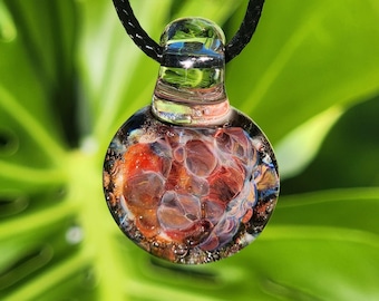 Hand Blown Small Glass Pendant - Handmade Jewelry Necklace, Minimalist Gift for Her or Him, Unique,  Eye-Catching and Funky Pendant Necklace