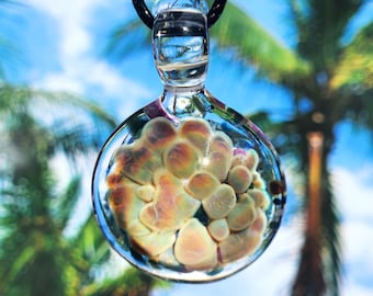 Handmade Glass Pendant Necklace – Floral Style Borosilicate Glass, One of a Kind Festival Jewelry Gift