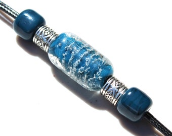 Cremation Glass Jewelry Bracelet, Ocean Blue Memorial Bracelet, Ashes Infused Glass Cremains Urn Bracelet, Pet Memorial, Urn Jewelry