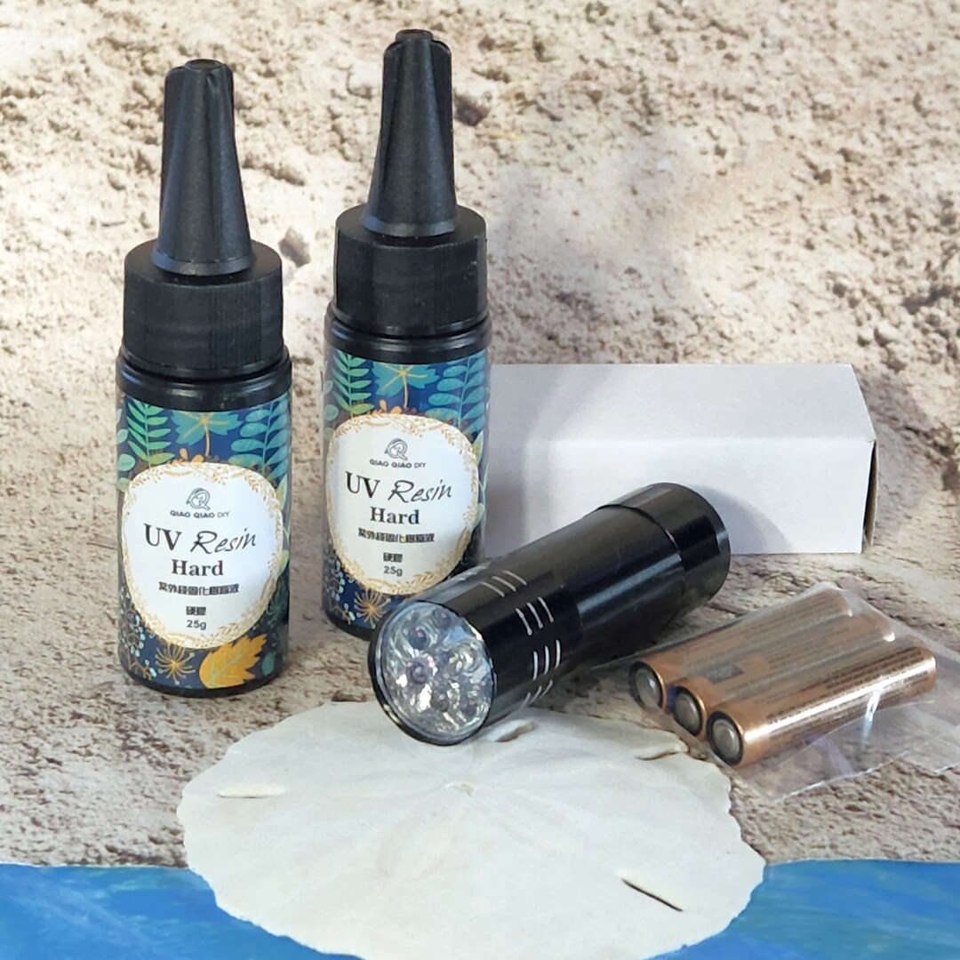 UV Resin and Uv Light Kit 2 Clear 25g Hard UV Resin, Uv 9w Flashlight