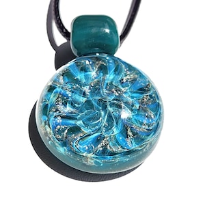 Handmade Turquoise Glass Cremation Galaxy Necklace: Pet Ashes Memorial