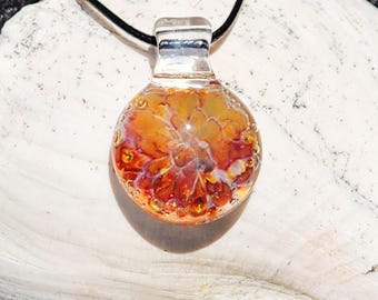 Sunset Blown Glass Pendant Necklace, Purple & Orange Handmade Jewelry