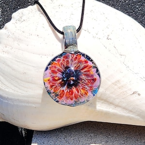 Color Burst Blown Glass Pendant – Handmade Borosilicate Jewelry, Trippy Heady Necklace, Gift for Him or Her, One of a Kind Pendant