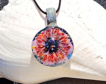 Color Burst Blown Glass Pendant – Handmade Borosilicate Jewelry