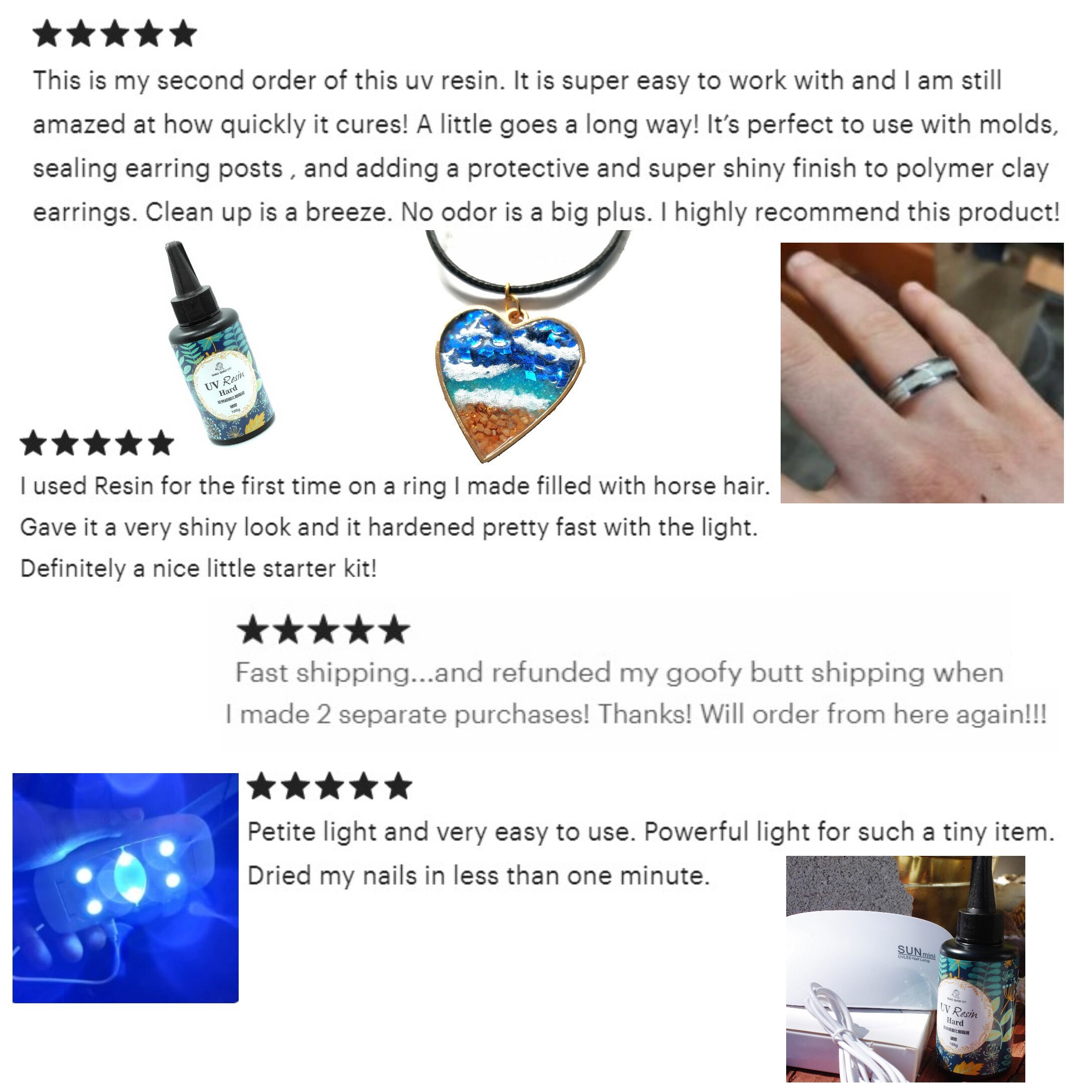 UV resin and uv light clear 100g hard UV resin, uv light for resin