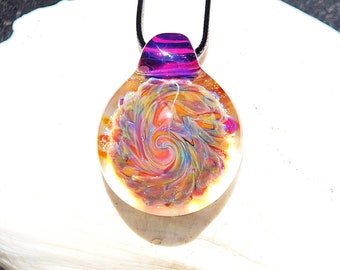 Handmade Glass Pendant with Purple Touch