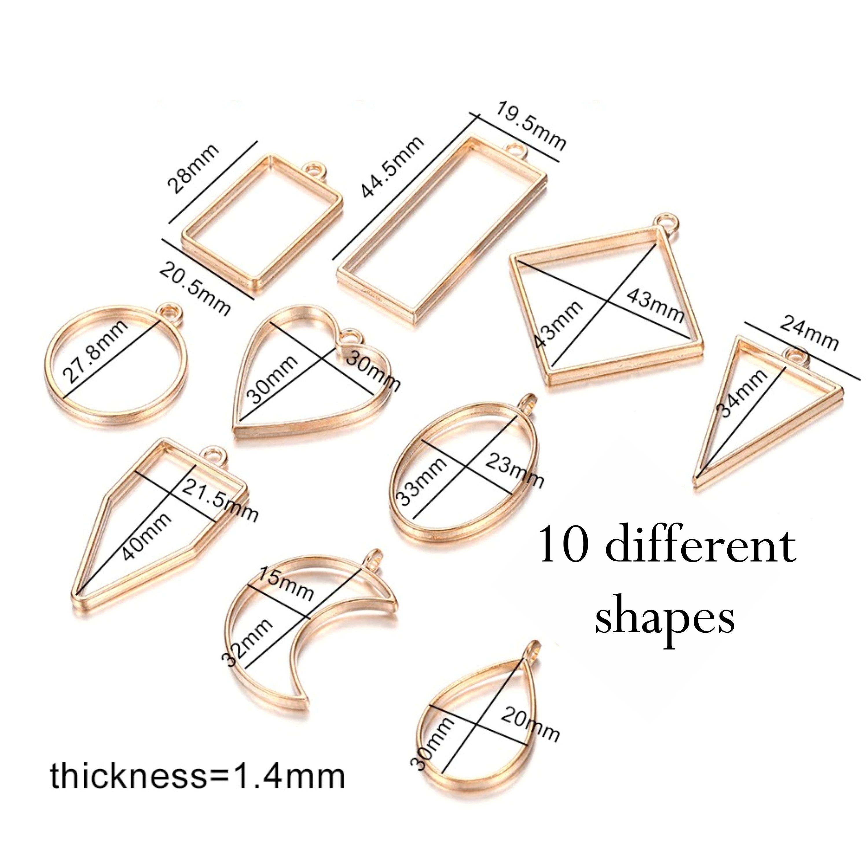 10pcs Open Bezel Blank Frame Drop Round Triangle Base Settings DIY Crystal  UV Epoxy Resin Pendants