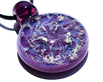Ashes Infused Galaxy Urn Necklace • Purple Galaxy Cremation Pendant • Pet Memorial Jewelry • Handmade Ashes Necklace