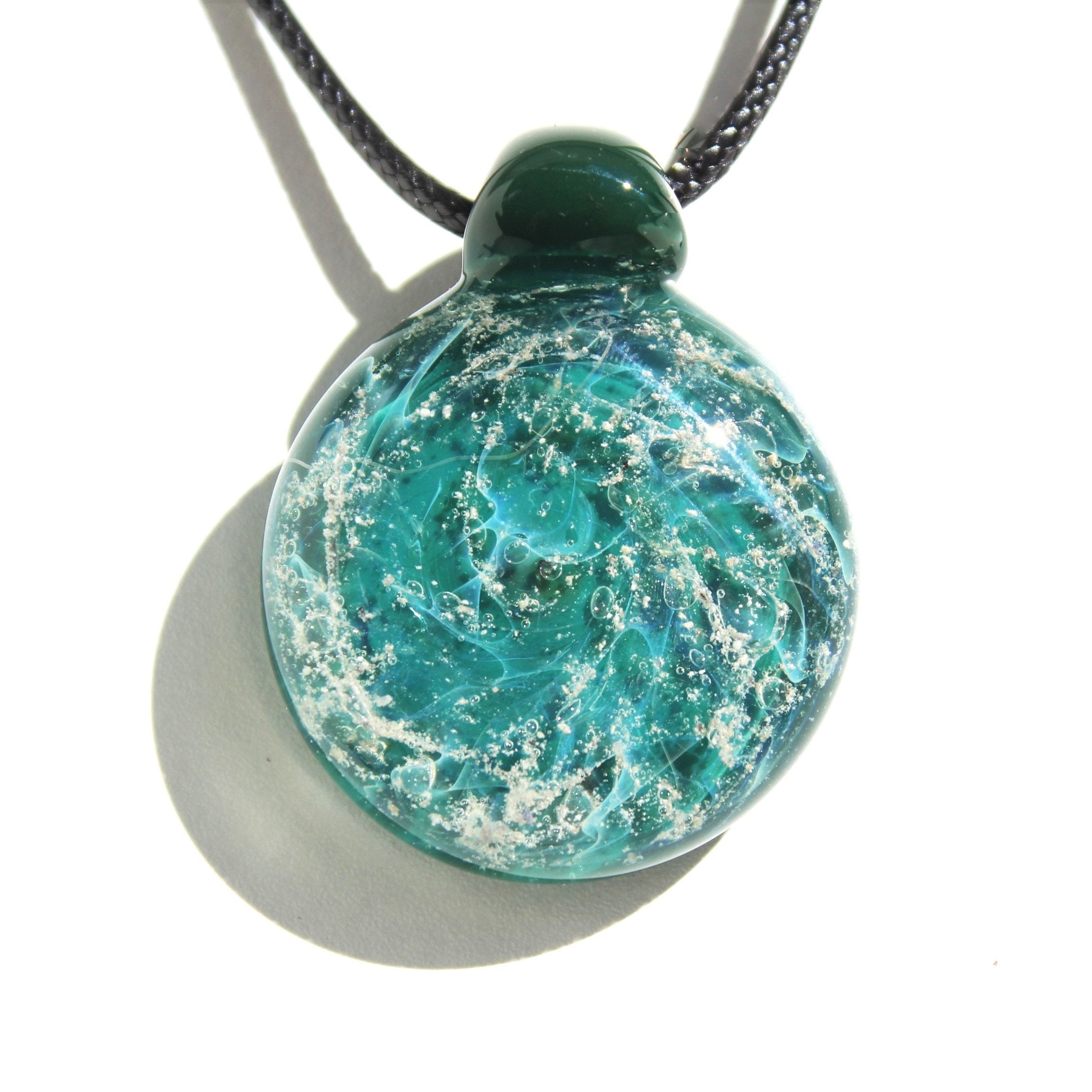 Turquoise Cremation Jewelry, On SALE, Handmade Glass
