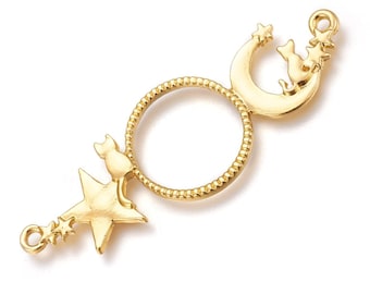Open Back Bezel Moon Star and Cat, Gold Color Links, Hollow Out Pendant, Blanks For Resin Jewelry Making, resin kit beginner, resin supplies