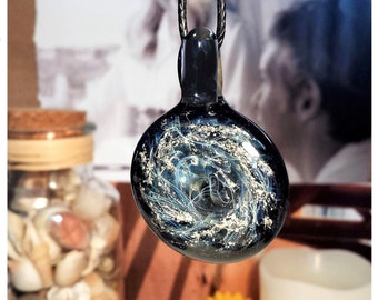 Cremation Jewelry - Blown Glass Pendant Galaxy Necklace - Pet Memorial Jewelry - Cremation jewelry for Men and Women - Pet Loss - Cremate