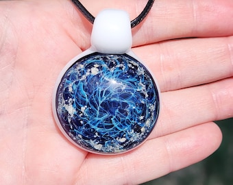 Pet Memorial Galaxy: Handcrafted Glass Urn Necklace Infused with Ashes.  Cremation jewelry for Men / Women. Galaxy Mini urn necklace