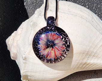 Handmade Glass Pendant with Flower Design – Unique Borosilicate Jewelry