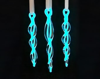 Handmade Glow-in-the-Dark Glass Icicles - Unique Christmas Ornaments for Tree & Window Decor