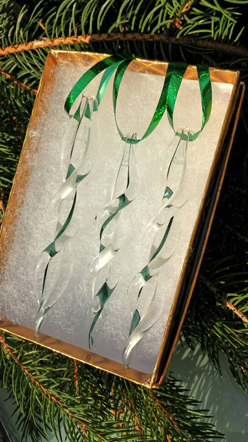 Personalize your colors Glass icicle ornaments 3 Handmade glass