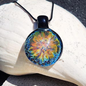 Handmade Blown Glass Pendant – Unique Borosilicate Jewelry – Heady Glass Necklace – Trippy Glass Pendant – Gift for Him or Her