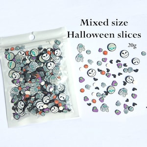 Halloween Polymer Clay Slices - 20g Spooky Halloween Crafts. Mix Halloween Slime Charms. Fake Sprinkles for Nail Art and Resin Crafts.