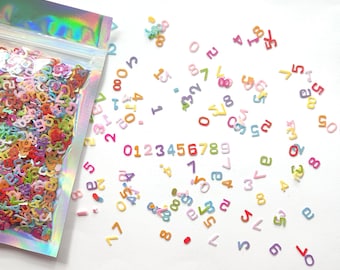 Rainbow Glitter Numbers – 20g 5mm Craft Glitter for Resin, Nail Art, Tumblers, Birthday Decorations, DIY Crafts