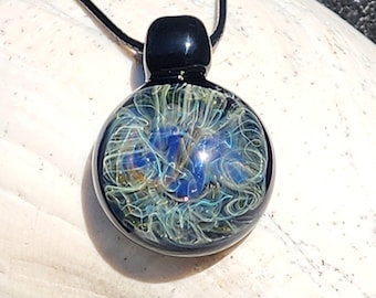 Handmade Heady Glass Pendant - Galaxy Flame Worked Borosilicate Glass Jewelry
