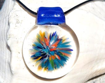 Heady Glass Pendant Necklace - Handmade Colorful Blown Glass Jewelry