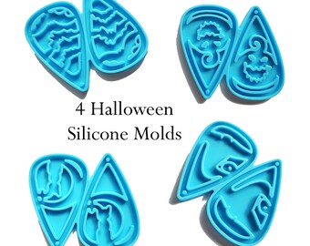 Set of 4 Halloween Molds, Epoxy Resin Mold, Halloween DIY, Silicone Molds for Resin, Polymer Clay Molds, Resin Mold, Halloween Earrings
