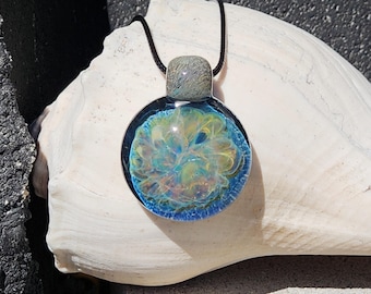 Handmade Glass Pendant – Trippy Blown Glass Necklace, Heady Glass Jewelry, Unique Gift for Him or Her Blue