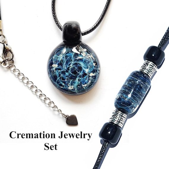 Pet Ashes Jewelry Set - Handmade Urn Necklace & Bracelet, In Loving Memory Memorial Jewelry Gift, Cremation Jewelry