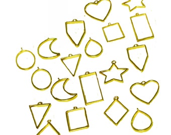 Hollow Out Pendants, Blanks For Resin Jewelry Making, Resin Jewelry Open Back Bezels, Gold Color, resin jewelry kit, resin supplies