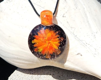 Borosilicate Blown Glass Pendant Necklace - Lampworked Heady Glass Pendant