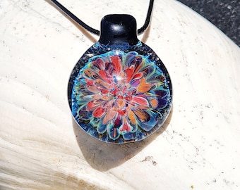Handmade Blown Glass Pendant – Unique Borosilicate Jewelry – Heady Glass Necklace – Trippy Glass Pendant – Gift for Him or Her