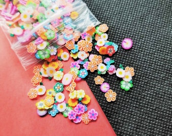 Mixed Flower Polymer Clay Slices for Slime Nail Art Crafts - Slices Sprinkles Fillings, Fake Sprinkles Resin Supplies. Nail Art Supplies