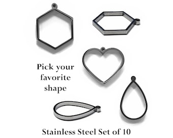 Silver Stainless Steel Open Back Bezels – 10 pcs Resin Jewelry Blank Frames