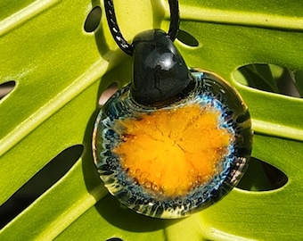 Small glass pendant, Handmade heady glass jewelry necklace - Gift for her. Gift for him, Blown glass statement jewelry, Birthday gift