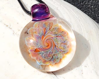 Blown Glass Pendant Necklace: Handmade Borosilicate Glass Jewelry