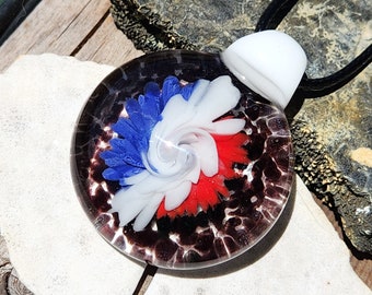 Handblown Glass Pendant Necklace - Funky Trippy Glass Pendant - Unique Gift for Him or Her - Handmade Blown Glass Jewelry