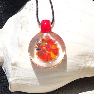 Heady Glass Pendant Necklace: Blown Glass Trippy Pendant. Handmade unique gift for her. Best friend Birthday gift.