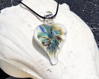 Handcrafted Blown Glass Pendant: Unique Trippy Design