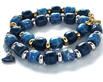 Cremation Jewelry Bracelet With Ash Infused Beads - Glass Beaded Bracelet Cremation Pet Memorial. Cremate jewelry with ashes