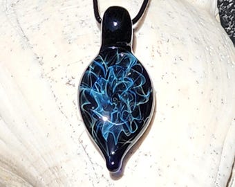 Handmade Silver Fumed Glass Pendant • Unique Blown Glass Jewelry • Heady Glass Necklace • Boho Pendant