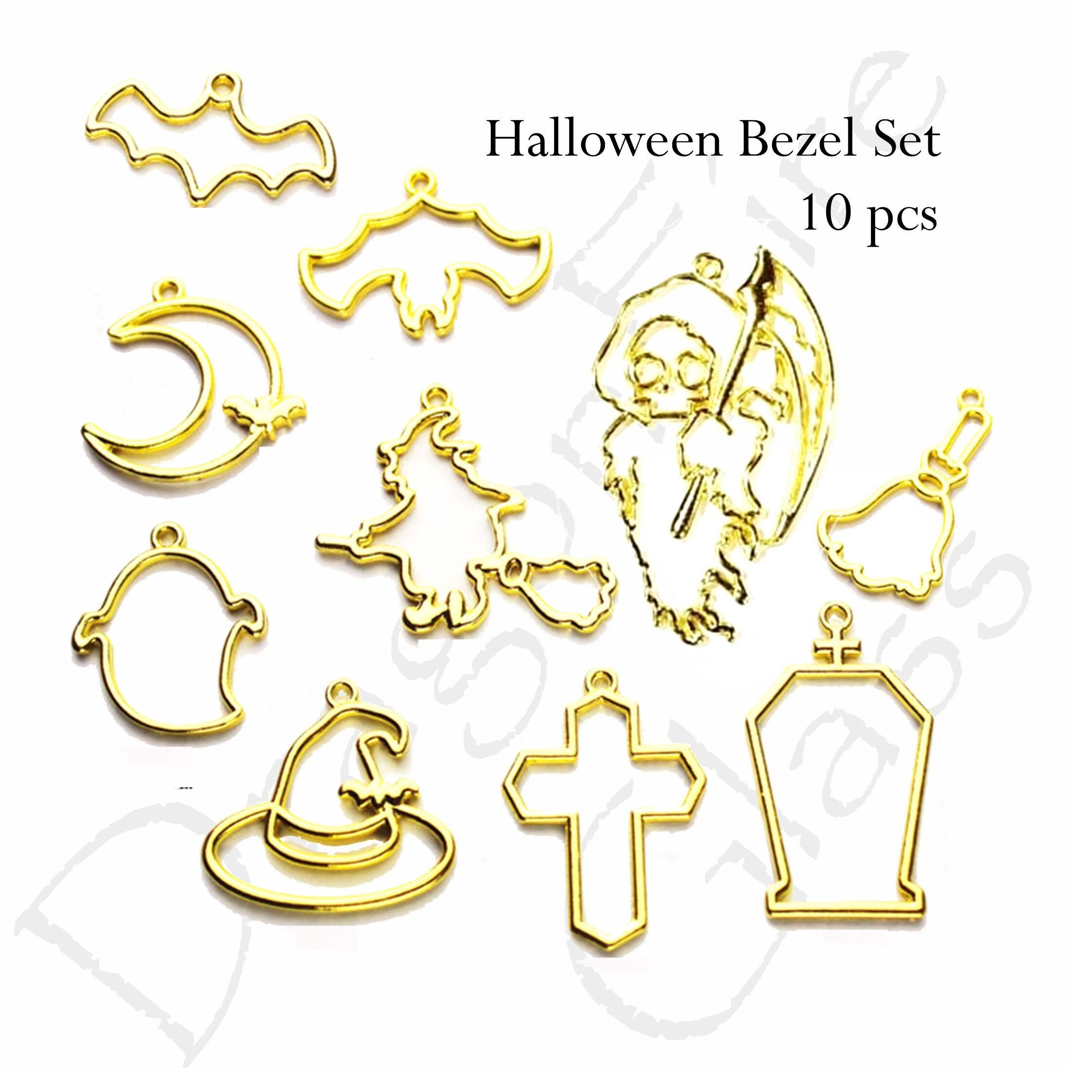 Halloween Resin Jewelry, Open Back Bezels, Hollow Out Pendants