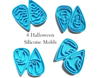 Set of 4 Halloween Molds, Epoxy Resin Mold, Halloween DIY, Silicone Molds for Resin, Polymer Clay Molds, Resin Mold, Halloween Earrings