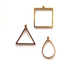 Gold Stainless Steel Open Back Bezels – Set of 3 Shapes | Resin Jewelry Frames, Blank Pendants, DIY Charms, Jewelry Making Supplies